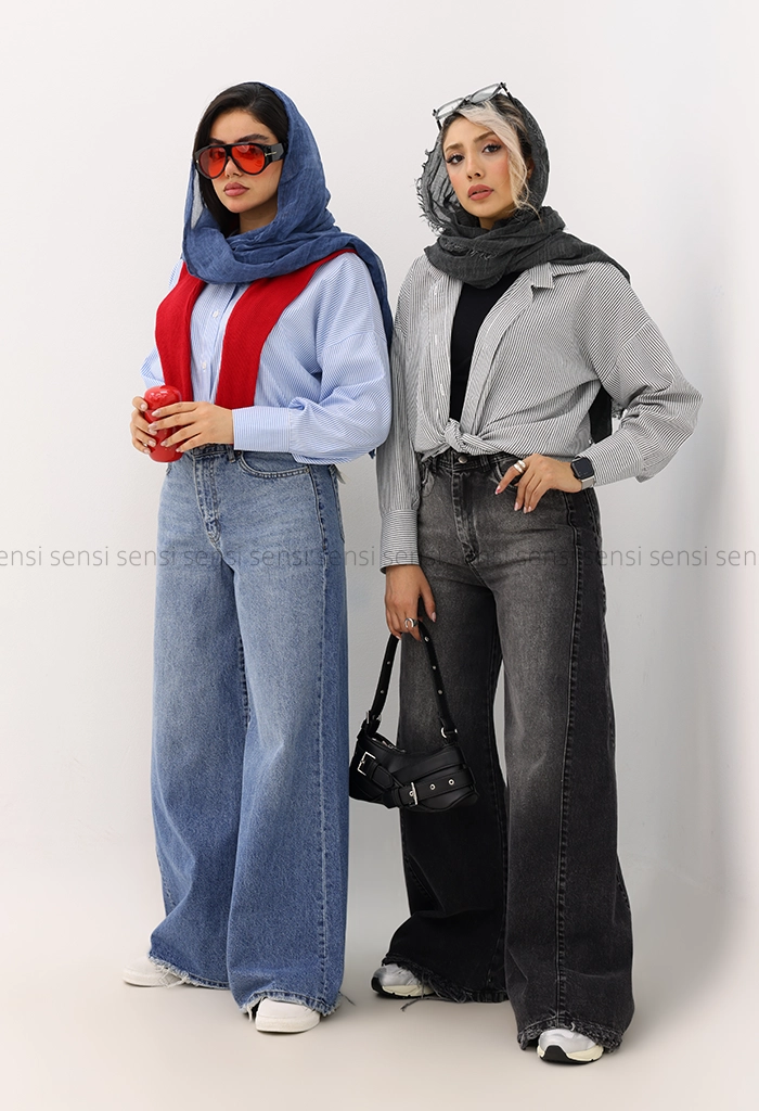 شومیز راه راه جلو دکمه کد1005100